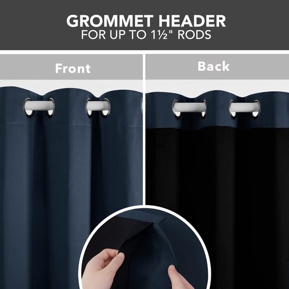 Deconovo 100% Blackout Curtains (Navy, 2 Panels - 52W x 72L Inch) - Picture 3 of 11